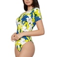 thumbnail image 2 of Daiia Lilies Flowers print Women's Crew Neck Short Sleeve Bodysuit Fashion Tops Fit Casual Basic Extender Bodysuit-Large, 2 of 9