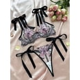 thumbnail image 1 of Conjunto de lencería con bordado de mariposas, sujetador de malla sin forro y tanga de tiras, lencería y ropa interior sexy para mujer, 1 of 4