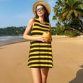 thumbnail image 3 of Fotbe Bee Stripe Vestido de Verano sin Mangas para Mujer – Vestido Midi Línea A, Estilo Camiseta Floral, Vestido Playero Casual y Fluido, 3 of 7