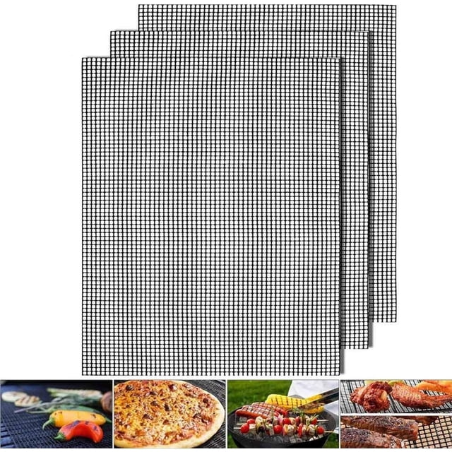 3 uds. De hojas, alfombrilla antiadherente, alfombrilla para parrilla, alfombrilla para parrilla, alfombrilla antiadherente para hornear, alfombrilla para parrilla de barbacoa (negro)