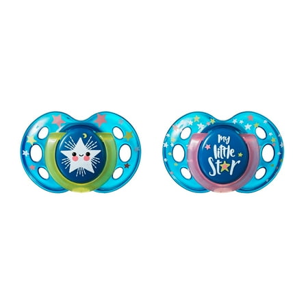 Tommee Tippee Closer to Nature Night Time Pacifier, 18-36 months - 2 count (Colors May Vary)
