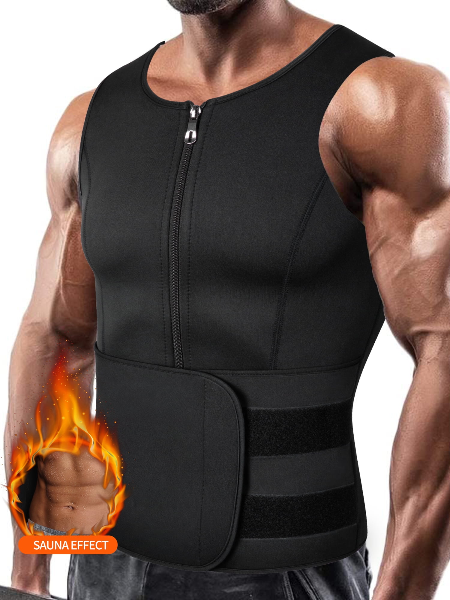Men's Neoprene Sauna Suit Waist Trainer Vest Body Shaper Back Support Workout