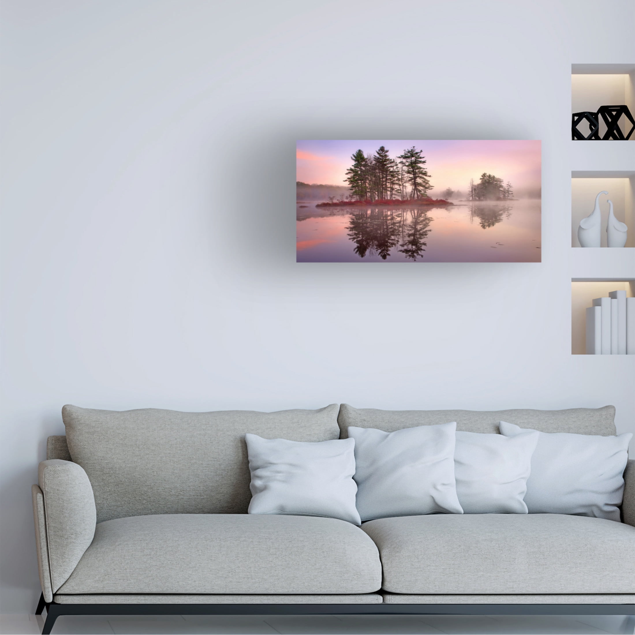 Canvas Wall Art - Patrick Zephyr 'Islands in The Pink' Wall Art for Living Room, Bedroom, or Office Décor by Trademark Fine Art - 47 x 24 Inches