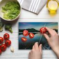 thumbnail image 4 of Lake Cutting Board, Lake Allatoona at Red Top Mountain State Park North of Atlanta Scenic Spring Sunrise, Decorative Tempered Glass Cutting and Serving Board, Small Size, Multicolor, by Ambesonne, 4 of 5