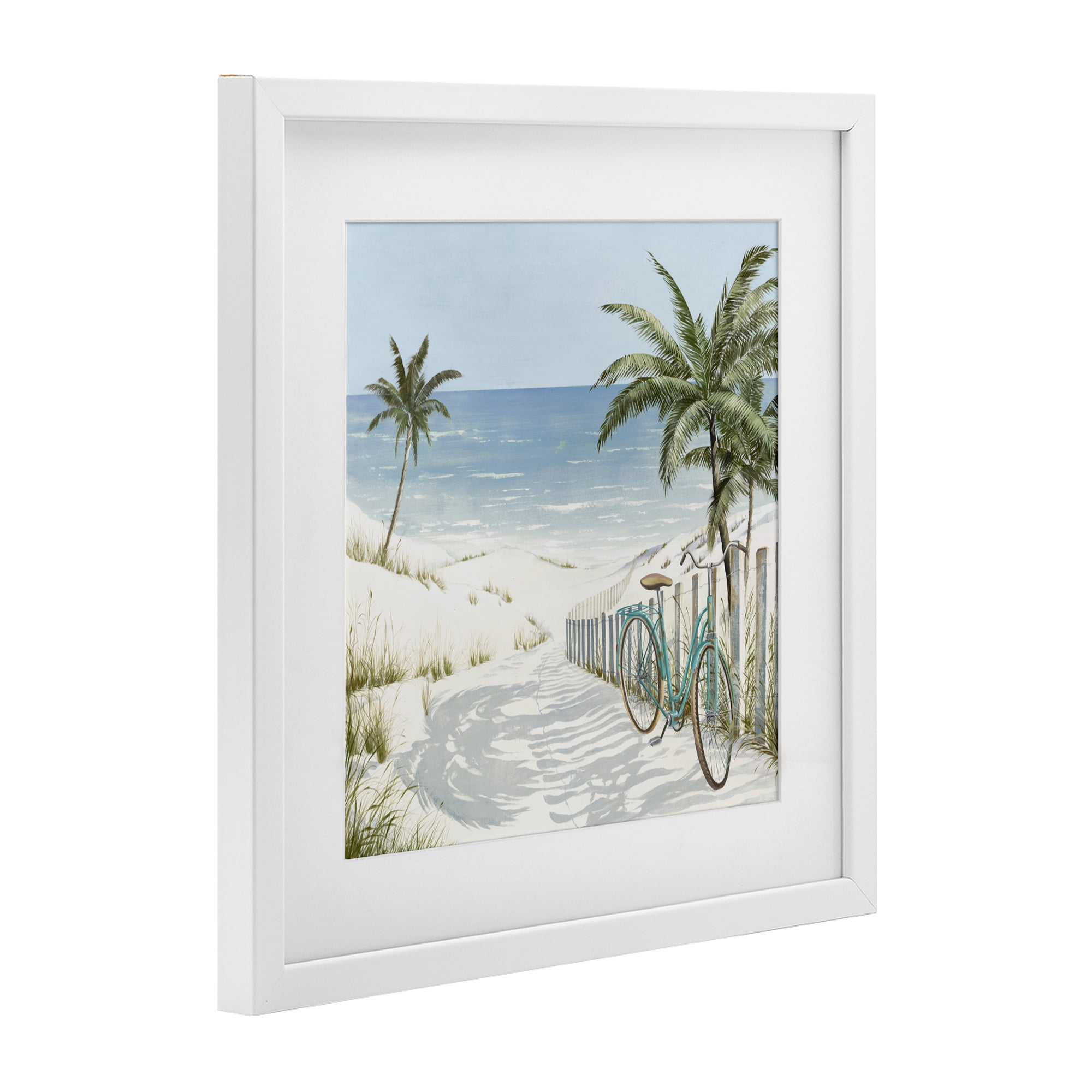 Stupell Industries Beach Bike Coastal Scene White Framed Print Under Glass, design by Lorenzo Collective