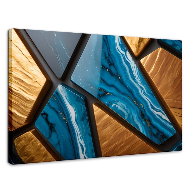 Cuadro Decorativo Canvas Revolution Abstracto Lapislázuli Dorado 90x60
