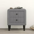 thumbnail image 2 of Nightstand with 2 Storage Drawer, Modern Upholstered Bedside Tables with Black Wood Legs, End Table for Living Room, Bedroom Furniture, Almost Fully Assembled, Gray, 2 of 7