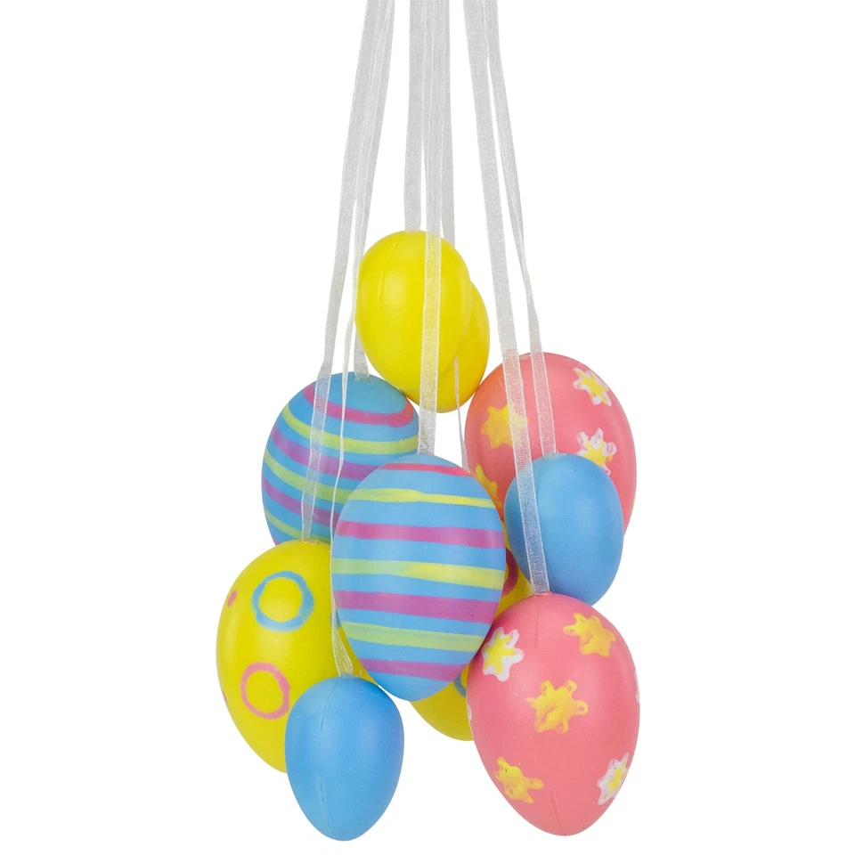 CRESTIN- Northlight 17" Yellow Blue Pink Floral Spring Easter Egg Cluster Hanging Decor