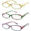 EFE Reading Glasses 3 Pack with Blue Light Blocking Protection, Beautiful Pattern Printed Eyeglasses for Women