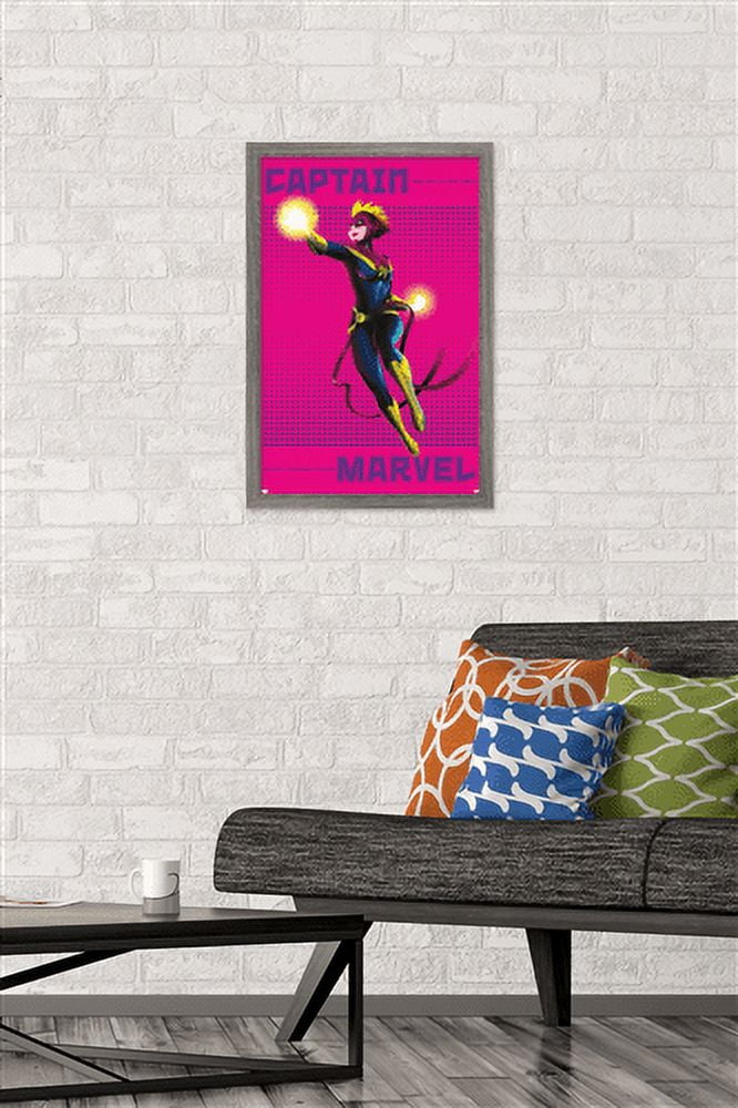 Marvel Shape of a Hero - Captain Marvel Wall Poster, 14.725" x 22.375", Framed