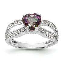 Primal Silver Sterling Silver Polished Mystic Fire Topaz and White Topaz Heart Ring