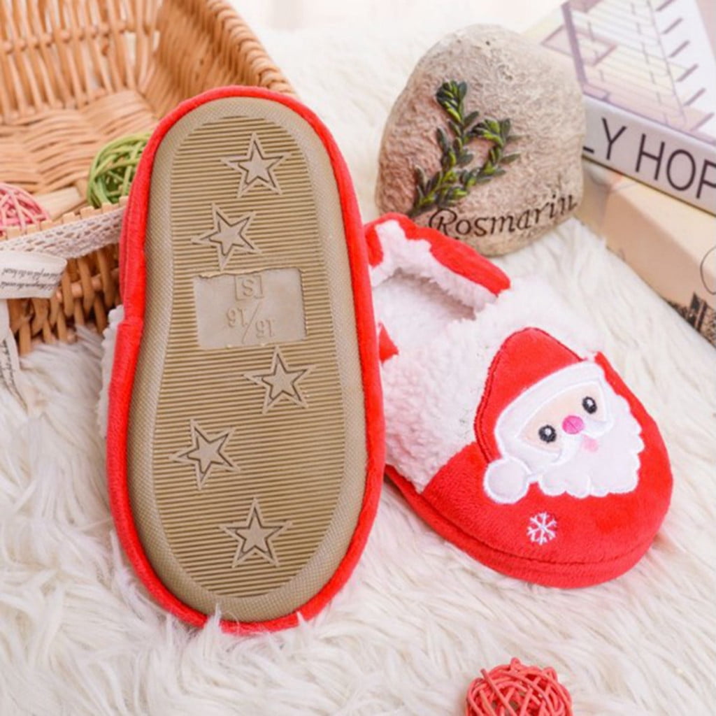 Jovati Christmas Slippers For Kids Toddler Infant Kids Baby Warm Shoes Boys Girls Christmas Slippers Red