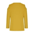 thumbnail image 6 of Gaecuw 3/4 Length Sleeve Womens Tops Summer Solid Color Cold Shoulder Sleeve Tops Round Neck Loose Blouse Pullover T Shirts Three Quarter Tees Fashion Shirts Dressy Yellow 2XL, 6 of 6