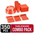 thumbnail image 2 of Exquisite 350 Piece Orange Plastic Disposable Party Plates & Tableware Combo Set, 2 of 8