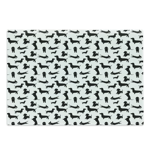 Dog Lover Cutting Board, Monochrome Dachshunds in Numerous Stances Active Life Pet Canine Abstract Image, Decorative Tempered Glass Cutting and Serving Board, Large Size, Black White, by Ambesonne