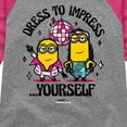 thumbnail image 3 of Despicable Me Minions - Dress To Impress Yourself - Toddler & Youth Girls Raglan Graphic T-Shirt, 3 of 5