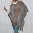 thumbnail image 5 of Poncho Shawl, Duoif Womens Color Frayed Pullover Fringed Shawl Sweater Cape Fashion Coat Shawl Wraps for Women Grey S, 5 of 8