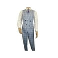 thumbnail image 6 of Men Apollo King 3pc Suit Window Pane Plaid 100% Soft Wool Super 150 #985-12 Blue, 6 of 9