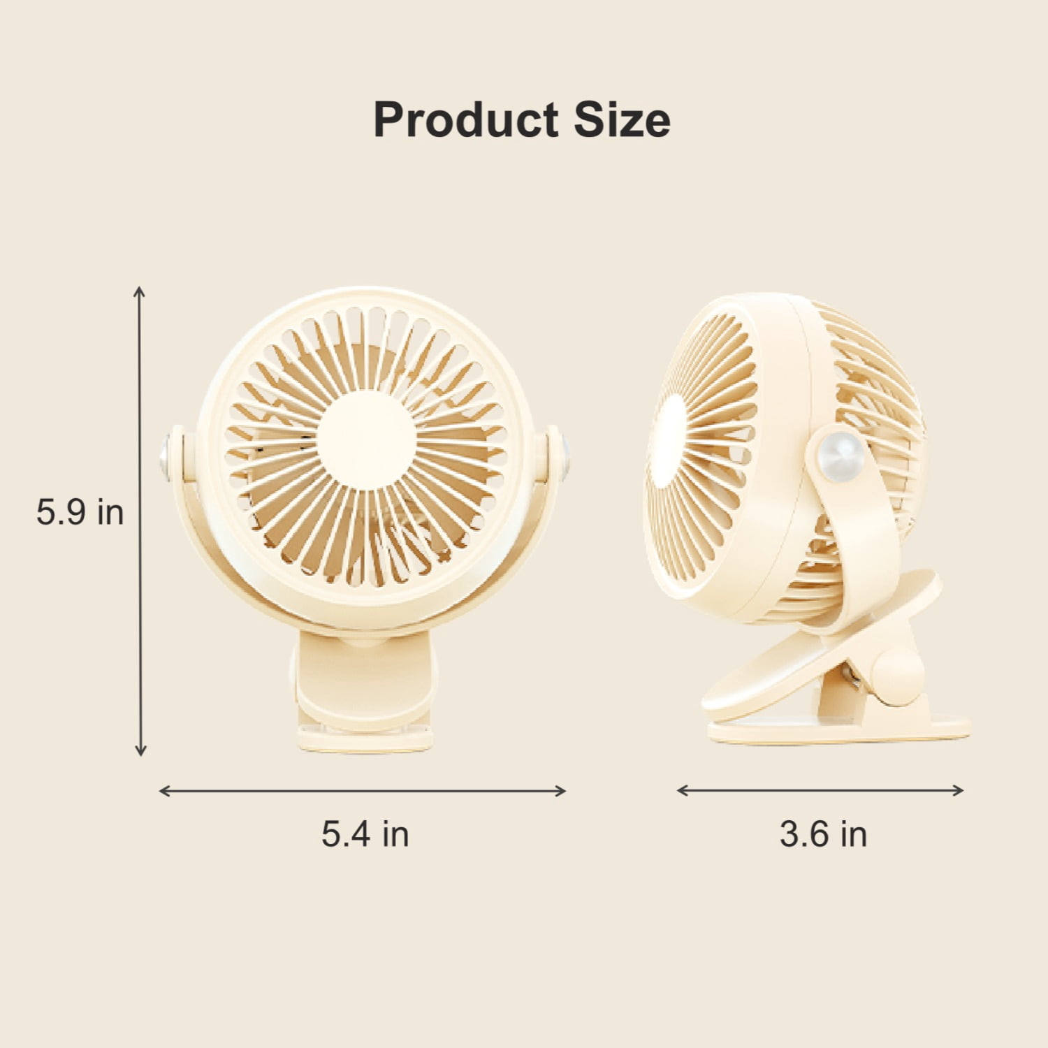 Aioneus Clip On Fan 5-Speed 360° Rotation Battery Operated Small Desk fan, Blue