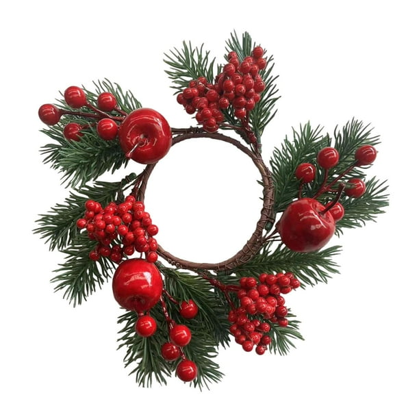 Anillo de corona de velas,Centro de mesa con guirnalda de velas y corona de anillos,Anillos de velas navideñas Corona de velas verdes,Anillos para velas Anillo para velas de té Coronas de