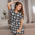 thumbnail image 3 of Rateoe Husky Print Women’s Nightdress – Cozy Cotton Short-sleeved Sleep Shirt, Loose-Fit Sleepwear, Perfect for Relaxing and Sleeping, 3 of 6