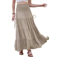 thumbnail image 2 of INSPIRE CHIC Summer Maxi Skirts for Women 2026 Elastic High Waist Swing A Line Beach Skirt with Pockets S Khaki, 2 of 5