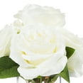 thumbnail image 2 of Enova Home Artificial 5 Larges Heads Velvet Roses Flowers Arrangement in Clear Glass Vase with Faux Water (Cream), 2 of 3