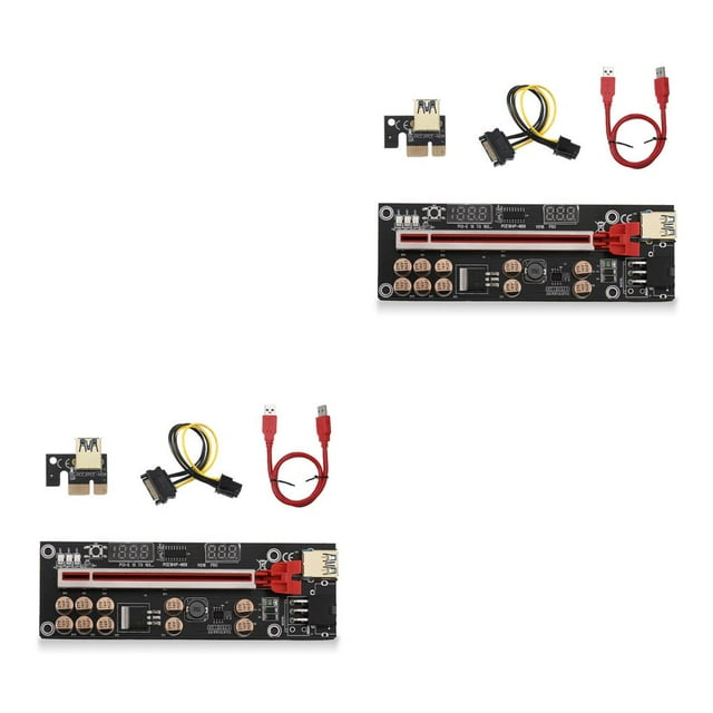 bedienty PCI-E 1X to 16X Adapter Digital Display PCI- Extender Motherboard Red 2Set