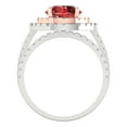 thumbnail image 4 of Clara Pucci 18K White/Rose Gold Round Cut 2Ct Natural Garnet Engagement Ring + Matching Band - Luxury Box Included, 4 of 7