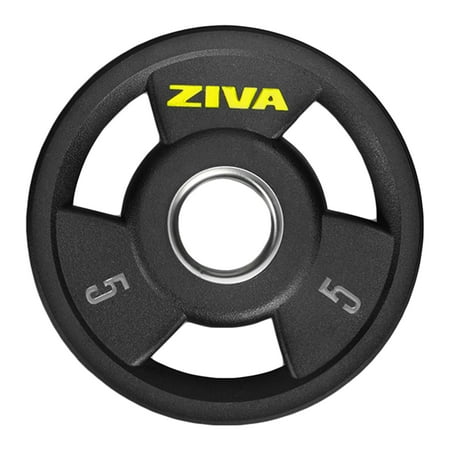 UPC: 4895202572778 | ZIVA RPU Grip Disc Olympic 2 Weight Plate – Premium Hard Wearing Rubber Urethane Coating Stainless Steel Insert 3-Position Contoured Grip – Single 5 lb