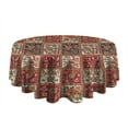 thumbnail image 5 of Red Boho Ethnic Floral Patchwork Pattern Round Tablecloth 60"x60",Wrinkle Wipeable Table Cloth for Kitchen Dining Room Picnic Patio Party, 5 of 6