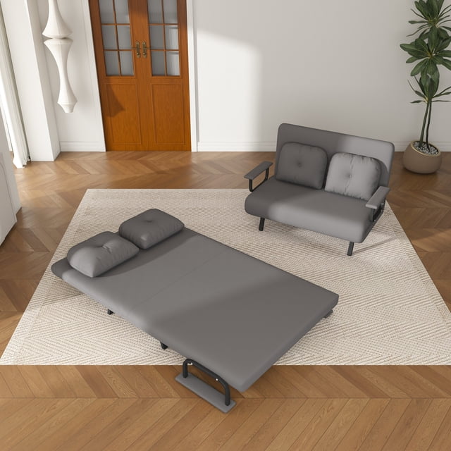 5-in-1 Folding Sofa Bed - Wide Grey Convertible Sleeper