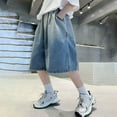 thumbnail image 6 of Boys' Casual Straight Denim Shorts Loose Fit Workwear Jorts with Pockets, 6 of 9