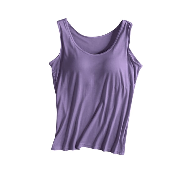 Womens Camisole Tops Purple Tank Top with Built in Bra Loungewear Cami Tank Top Womens Under Shirt Tank Tops