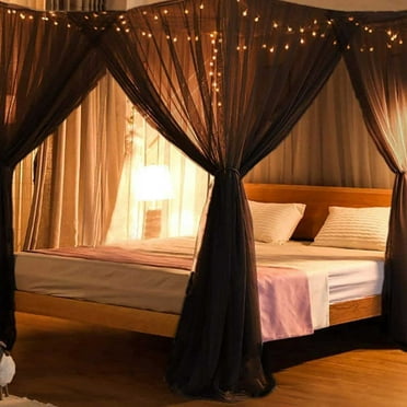Summercome Square Mosquito Net, Suitable for Single to Queen Sized Beds, 4 Side Openings & 26 ft Hanging Rope, Decorative Rectangular Shape for Home & Outdoor, Bed Canopy Hanging Kit Included
