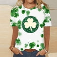 thumbnail image 2 of BLVB St Patricks Day Shirts Womens Crew Neck Short Sleeve Summer T Shirt Four Leaf Shamrock Graphic Tee Tops, 2 of 4