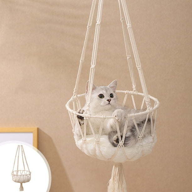 Cama para gatos con percha de ventana, asiento colgante seguro y ahorrador de espacio, hamaca para gatos con columpio para ventana, cesta colgante grande para gatos, marco de metal,