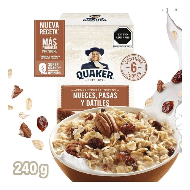 Avena integral Quaker instant nueces pasas y dátiles 240 g