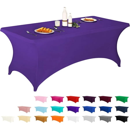

XIACOCO-Spandex Fitted Stretch Table Cover For 6 Ft Or 4Ft Or 8Ft Folding Table Rectangular Cocktail Tablecloth Perfect For Party Or Banquet