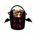 thumbnail image 2 of Sahpxhe Halloween Baskets Cute Bat Cotton Rope Woven Candy Basket,Handheld Storage Bucket Gift Basket for Trick or Treat,Halloween Party,9.1x6.3in Black-A, 2 of 8