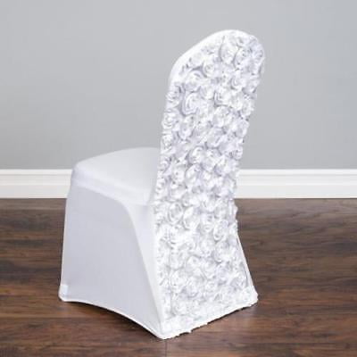 Cover Stretch Satin - Satin Rosette Stretch Banquet Chair Cover White