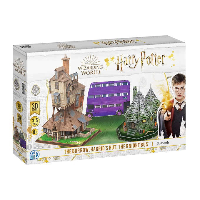la cabaña de Hagrid y el bus de Caballero Harry Potter 3D Puzzle Triple Pack Set La madriguera 