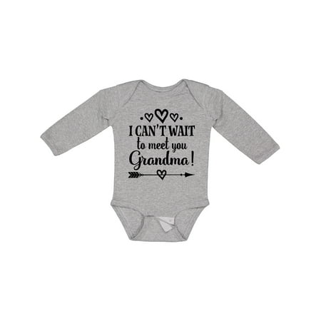 

Inktastic I Can t Wait to Meet You Grandma Baby Announcement Gift Baby Boy or Baby Girl Long Sleeve Bodysuit