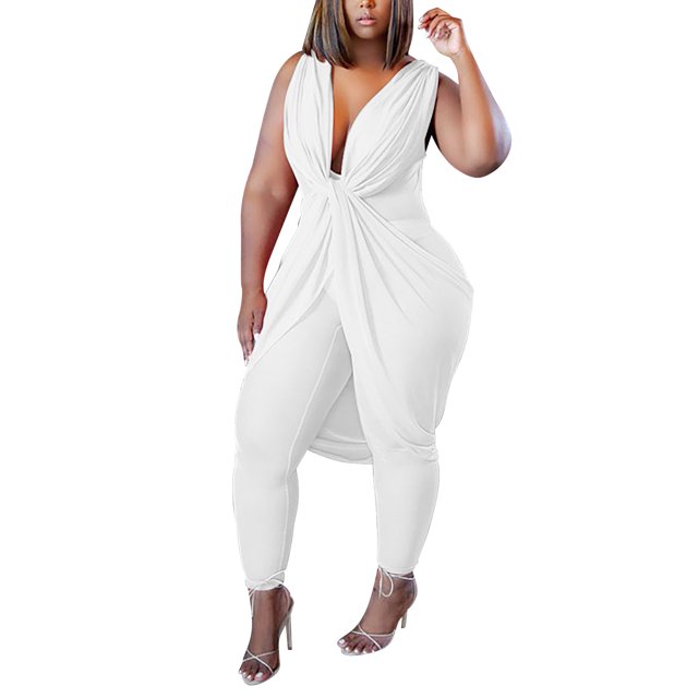 Gibobby pantalones de yoga Mono juvenil y de moda de color sólido de talla grande para mujer para ir a la oficina(Blanco, XXL)