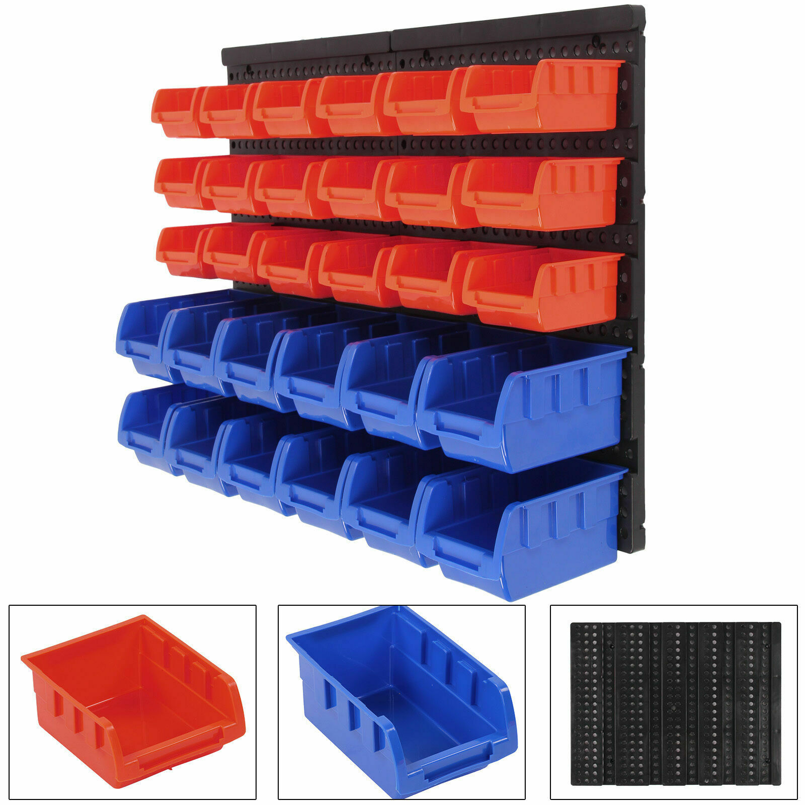 Dripex 30 Piece Wall Mounted Storage Kit with Plastic Bins Garage