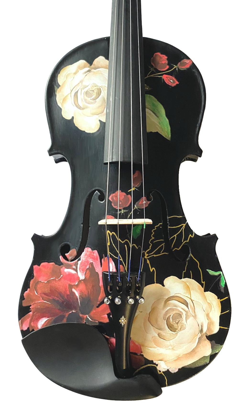 Rozanna's  Rose Delight 1/4 Black Violin Outfit, New, 5-Year Warranty