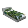 thumbnail image 2 of Ambesonne Nature Fitted Sheet & Pillow Sham Set, River Landscape Trees, Twinxl, Green, 2 of 2