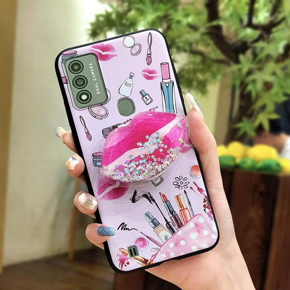 KDY-Phone Case For Wiko Voix/U616AT, Rotatable stand Phone Lens Protection Durable protective Kickstand Glitter Quicksand Anti-knock Soft Case Back Cover Skin feel silicone cute Cartoon