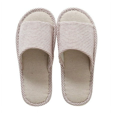 

Home Indoor Linen Plaid Slippers For Men and Women Anti-Slip Sandals Shoes