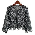 thumbnail image 2 of MIASHUI 1920s Art Deco Sequin Beaded Flapper Shawl Wrap Women's Evening Wedding Cape Party Cover Up Silver,One Size, 2 of 3